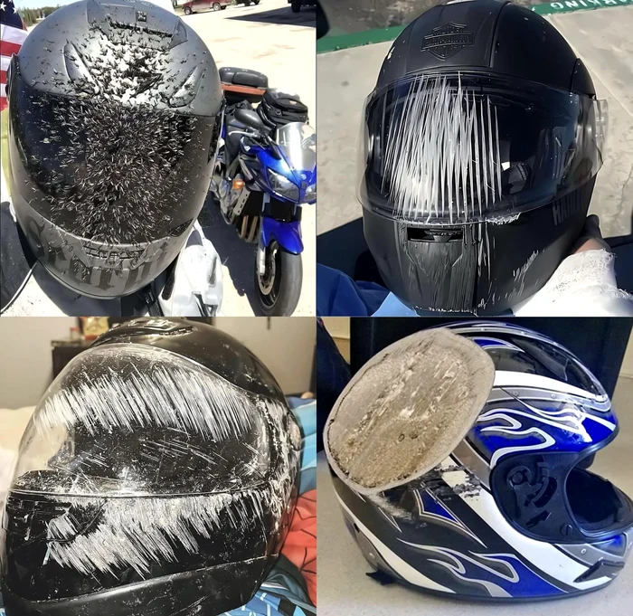 Situații în care casca a salvat viața motocicliștilor FOTO: Reddit