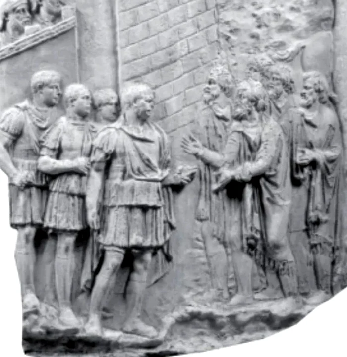 Scena de pe Columna lui Traian. Sursa: Columna lui Traian. Radu Vulpe, 2002