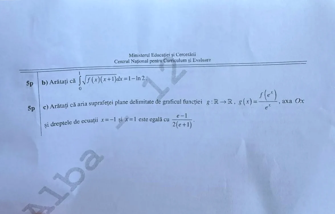 Subiecte la matematică la BAC, profilul mate-info:. FOTO Rețele sociale