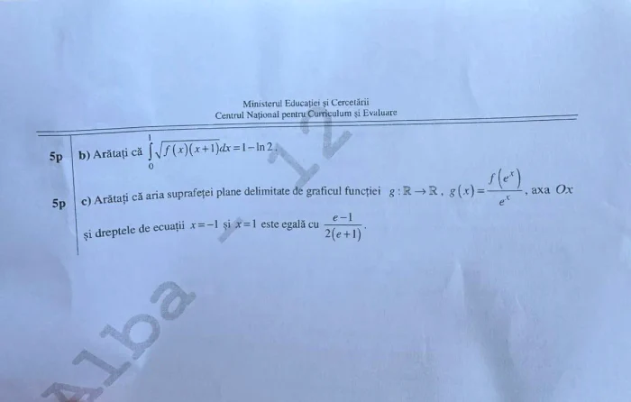 Subiecte la matematică la BAC, profilul mate-info:. FOTO Rețele sociale