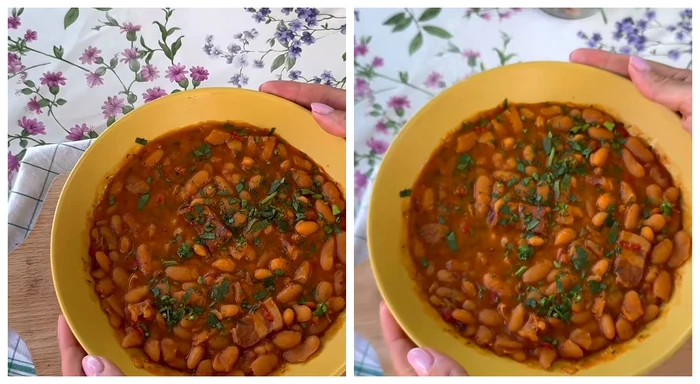 Fasole cu leuștean / foto: Colaj captură video TikTok