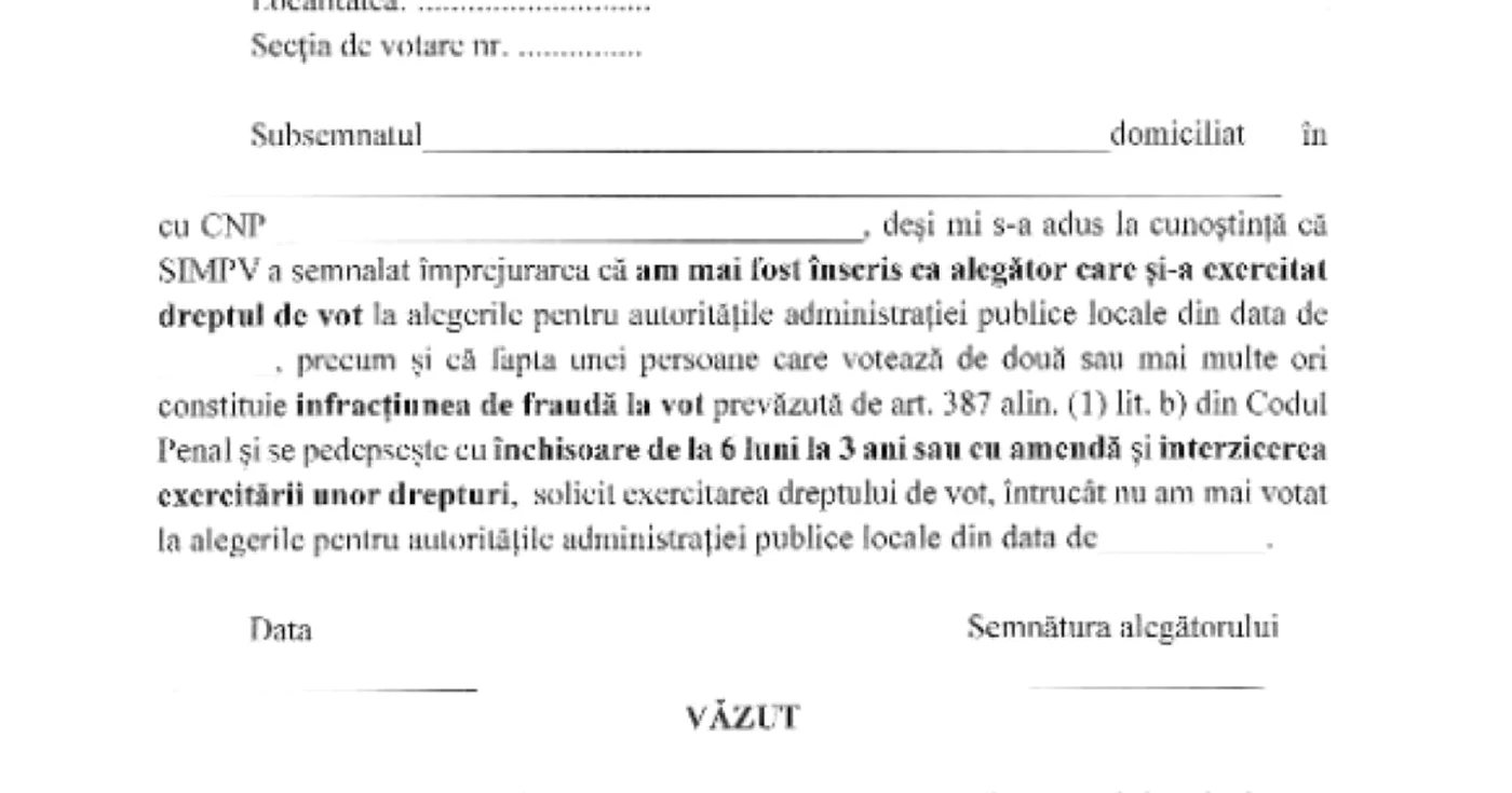 proces-verbal vot multiplu