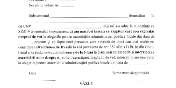 proces-verbal vot multiplu