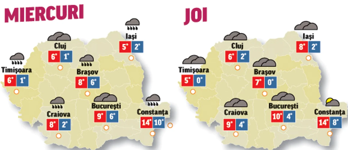 Prognoza meteo pentru următoarele două zile ne spune că vremea se răcește în continuare