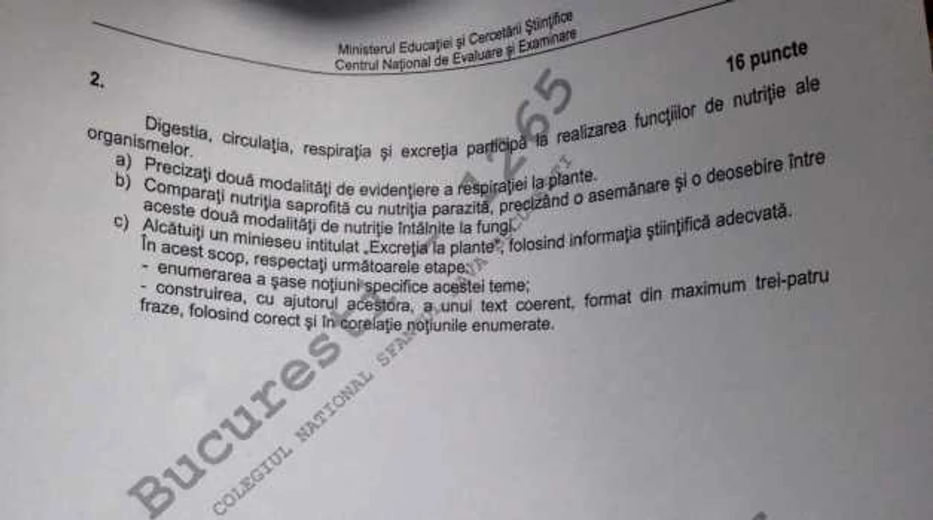 subiecte biologie simulare bac