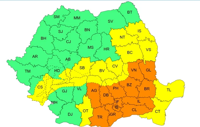 Hartă ANM FOTO: captură