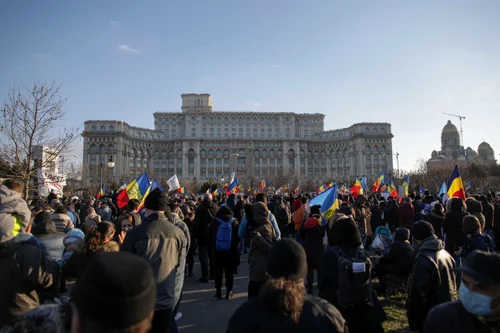 Protest în Bucuresti faţă de introducerea paşaportului de vaccinare FOTO Inquam Photos /Octav Ganea