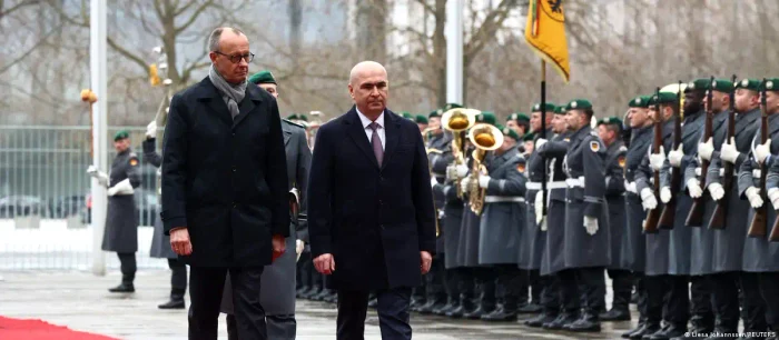 Ilie Bolojan alături de cancelarul Germaniei, Friedrich Merz, la Berlin, pe 28 ianuarie