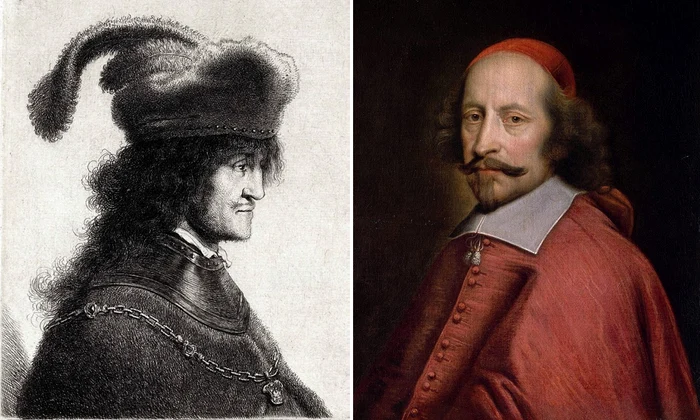 Gheorghe Rákóczi I (1593-1648), principele Transilvaniei (1630-1648). Portret realizat de artistul olandez Jan Gillisz van Vliet (stânga). Cardinalul și Prim-Ministrul francez Jules Mazarin (1602-1661), născut Giulio Raimondo Mazzarino. Portret reali