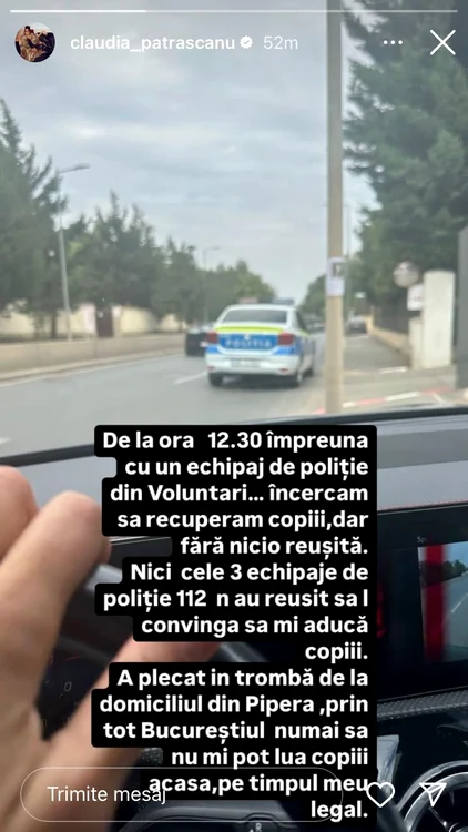 Claudia Pătrășcanu îl aleargă pe Bădălău prin tot orașul, pentru a-și recupera copiii / Instagram