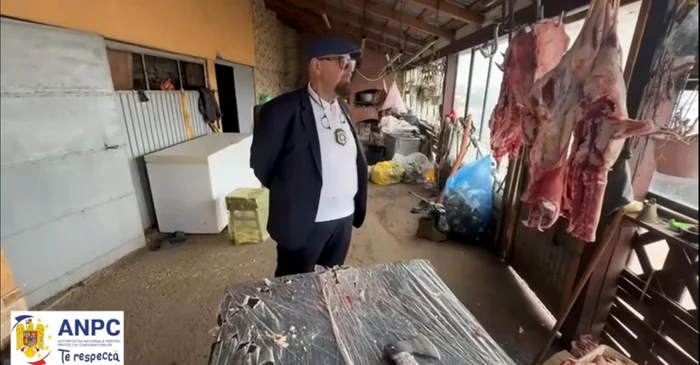 Piedone, la ferma de animale aparținând lui Mitică Vișan din Domnești FOTO: Captură video