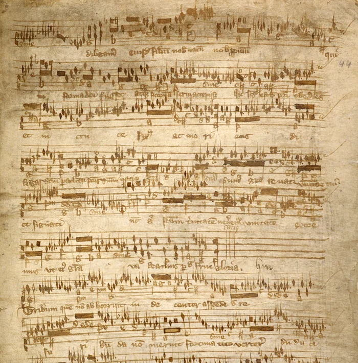 Fragment de partitură pentru orgă, din cel mai vechi codex care conține astfel de partituri, 1360