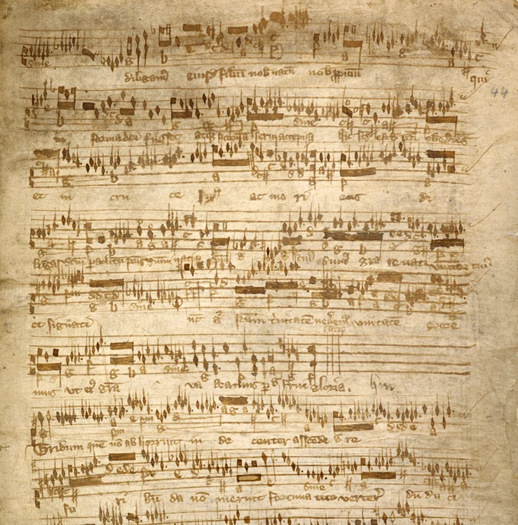 Fragment de partitură pentru orgă, din cel mai vechi codex care conține astfel de partituri, 1360