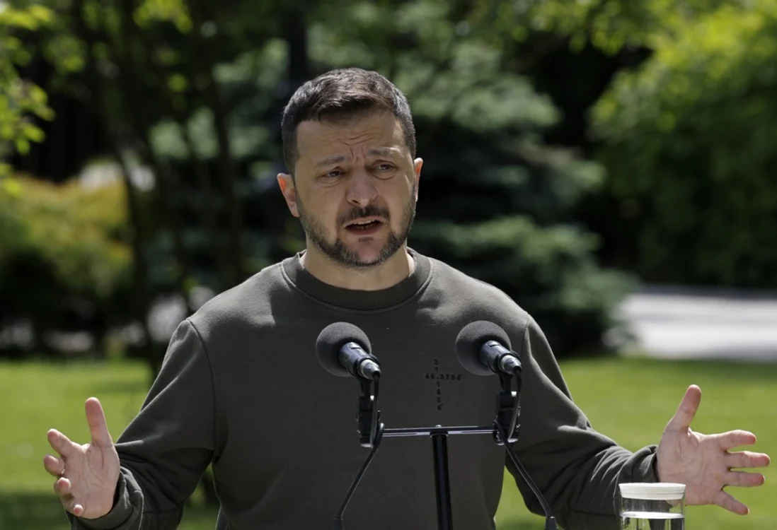 Volodimir Zelenski la o conferință de presă FOTO EPA-EFE