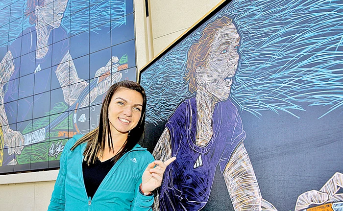 
    Simona Halep, alturi  de portretul din SUAFoto: Gettyimages  