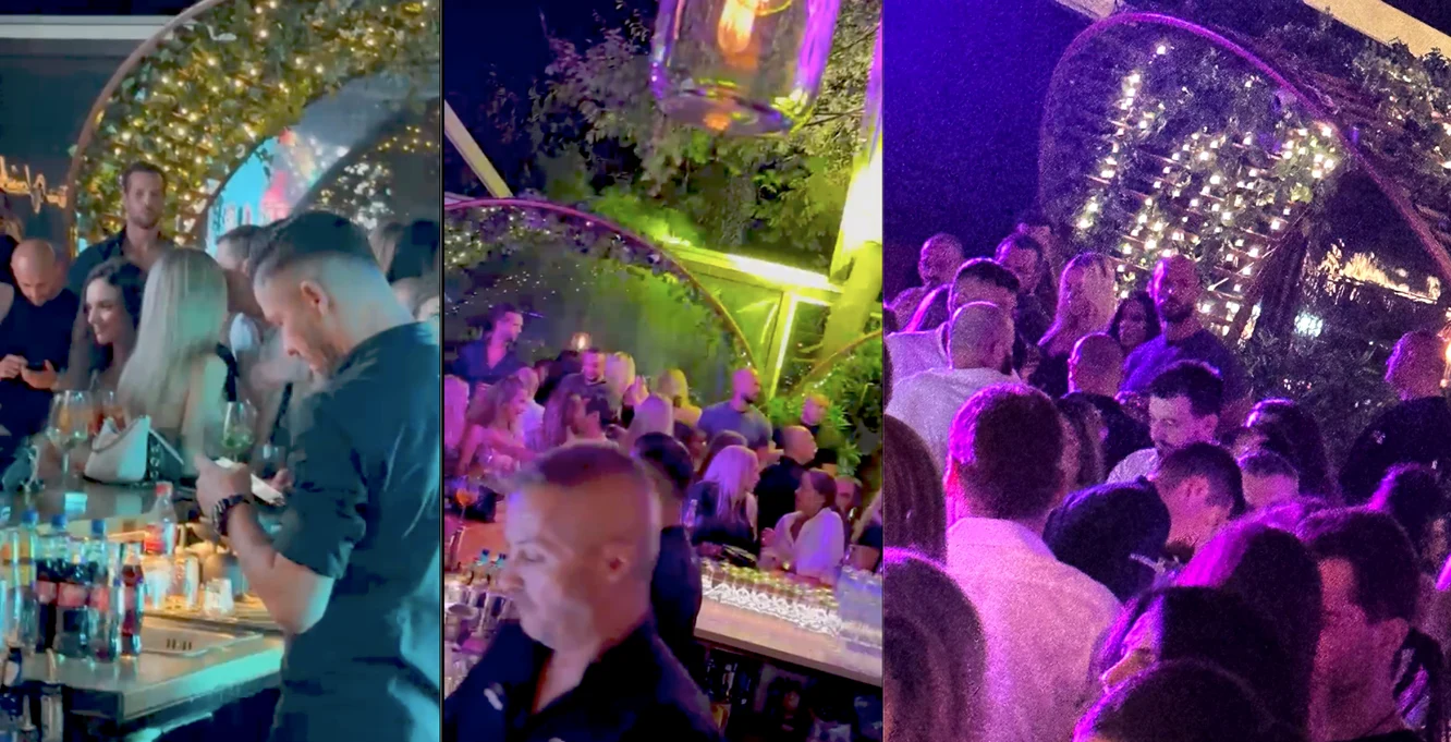Frații Tate, alături de un anturaj numeros, într-un club din nordul Capitalei. FOTO: Adevărul