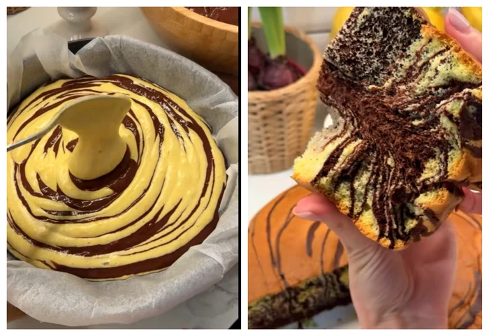 Chec pufos în două culori / FOTO: Colaj captură video TikTok