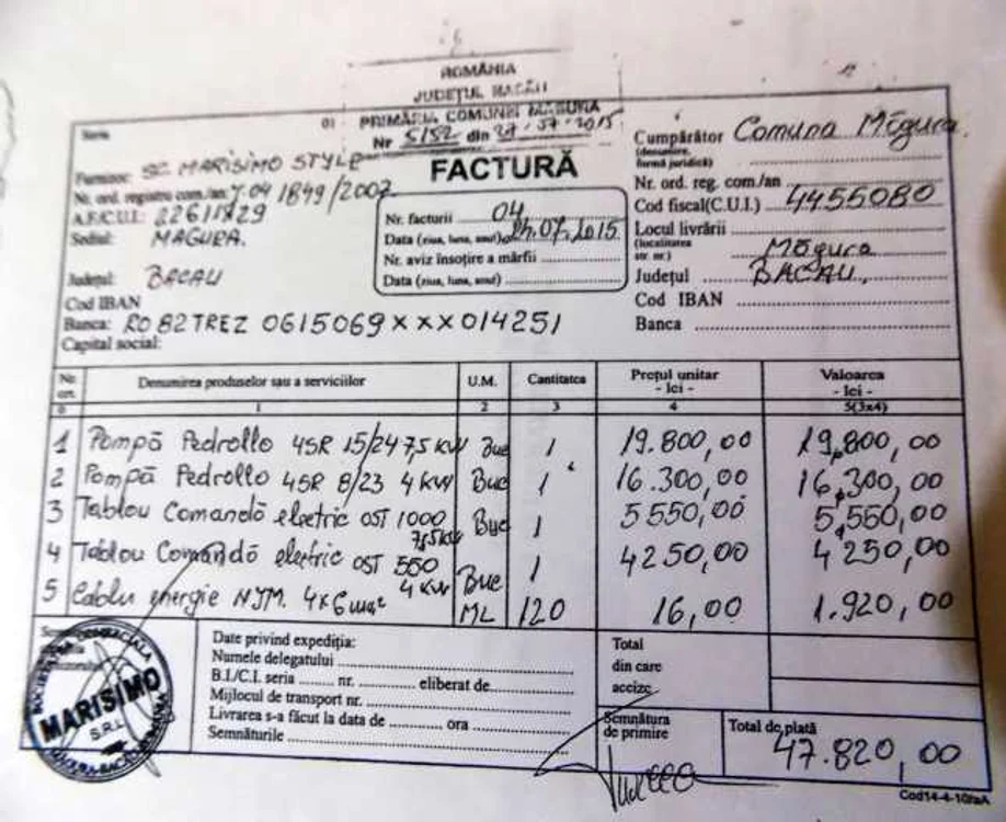 Chitanţă Primăria Măgura FOTO Mircea Merticariu