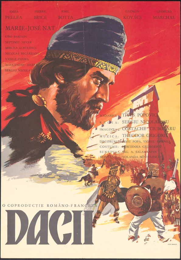 Afișul grafic al filmului „Dacii”, păstrat în colecțiile Muzeului Național de Istorie a României