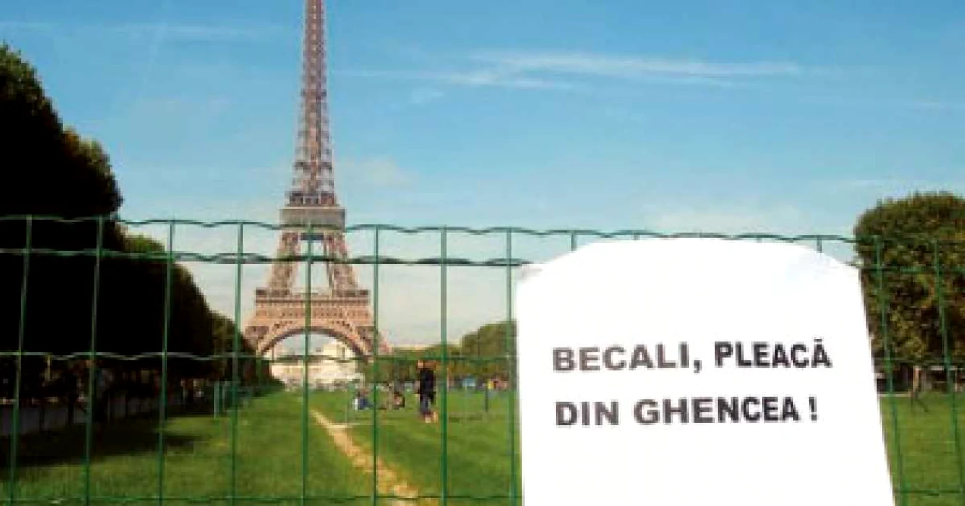 Protestul anti-Becali  a ajuns la Turnul Eiffel