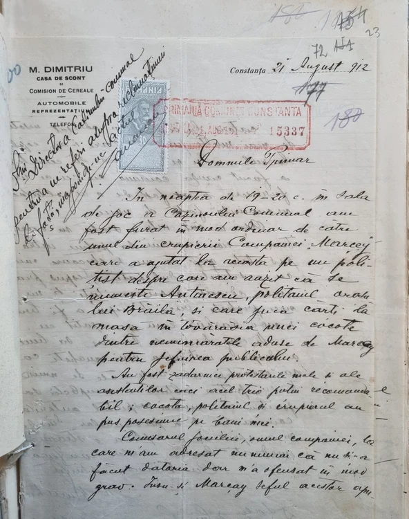 Reclamație. Document aflat la Arhivele Naționale Constanța