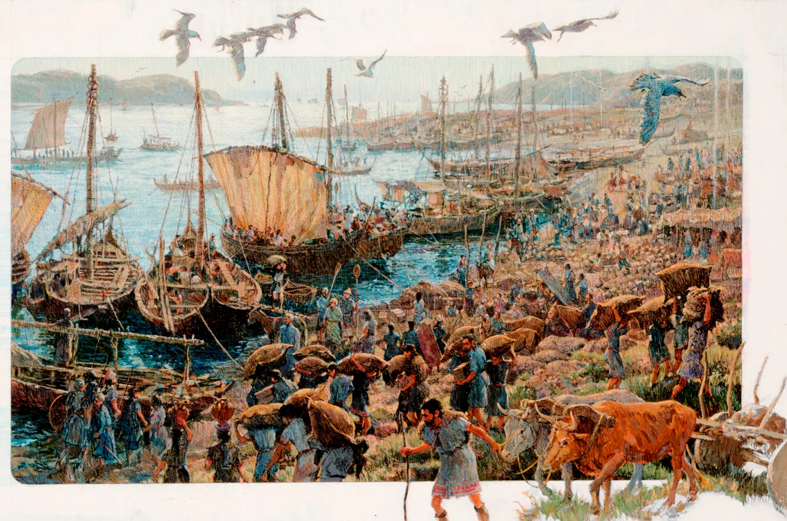 Reconstituirea atmosferei unui port din vremea miceniană