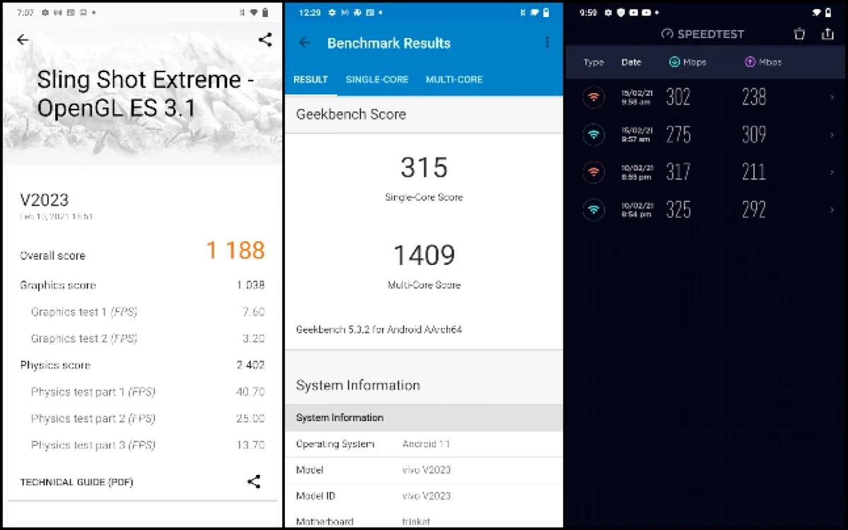 Vivo Y70 teste sintetice  3DMark Geekbench viteză pe reteaua wireless