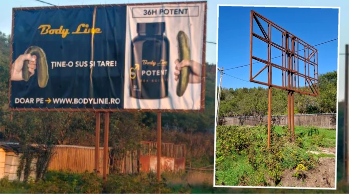 Panoul cu reclama controversată a dispărut rapid de pe DN Vaslui-Negrești - Foto Vremea Nouă