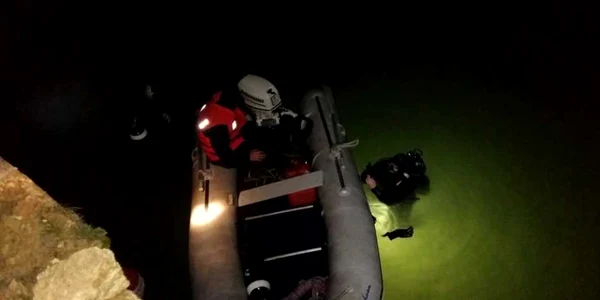 Buldoexcavator căzut în Canalul Dunăre-Marea Neagră Foto ISU Dobrogea