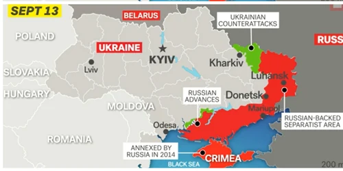 Harta cu retragerea rușilor din zonele ocupate în Ucraina de la începutul invaziei FOTO Captură video