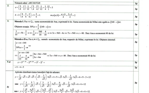 Rezolvarea subiectelor de matematică la Evaluarea Naţională 2020 oferite de prof Ştefan Smărăndoiu - pag 1 Foto Adevărul