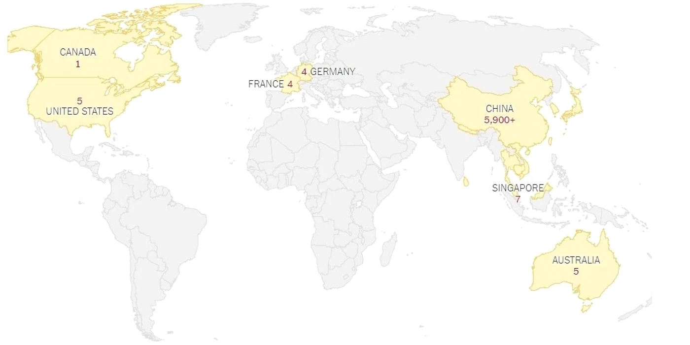 Harta infecțiilor cu virusul din China