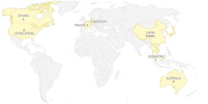 Harta infecțiilor cu virusul din China