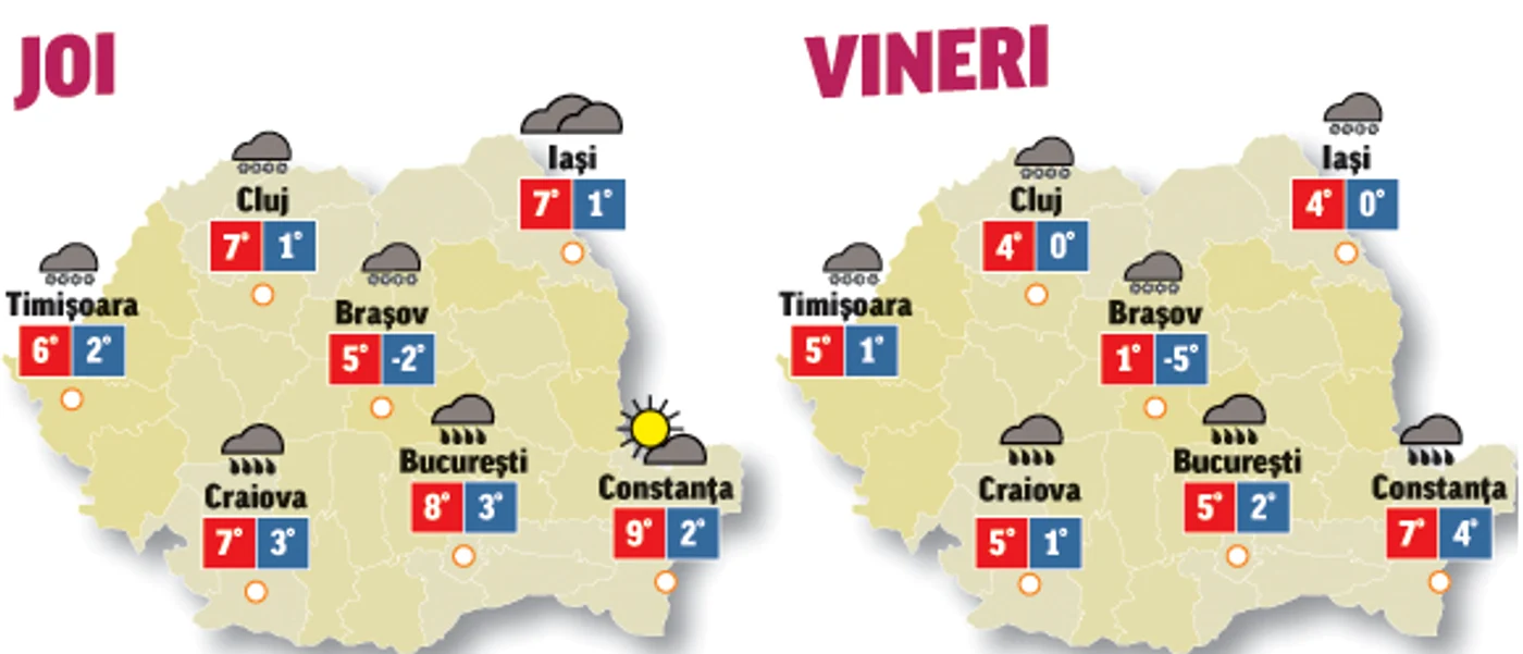 Prognoza meteo 4 martie anunță ploi și temperaturi mai scăzute în toată țara 