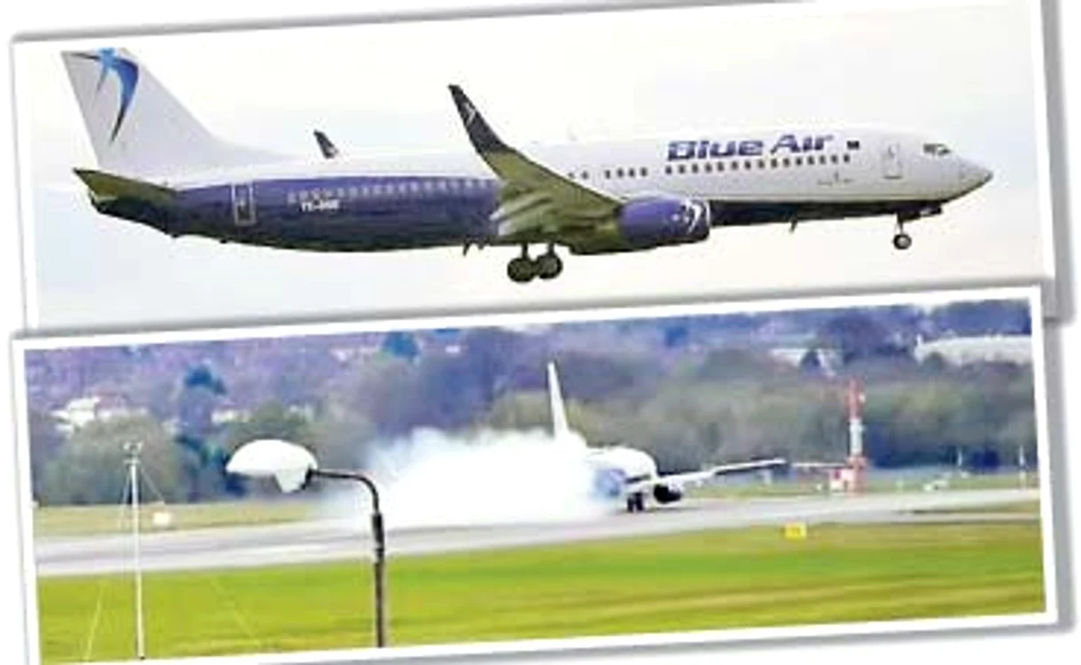 După un zbor fără incidente, avionul Blue Air a aterizat într-un nor de fum