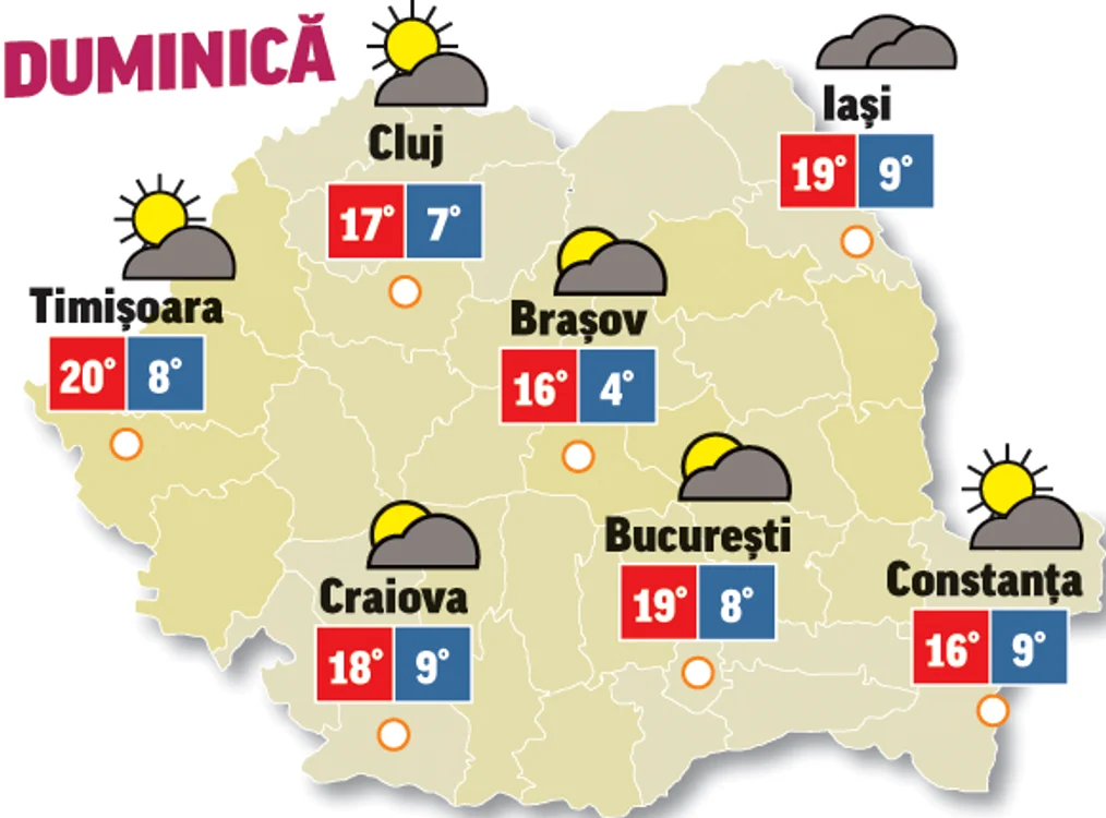 Astăzi, în țară, vremea va fi închisă și nu este exclus să cadă și precipitații sub formă de ploaie