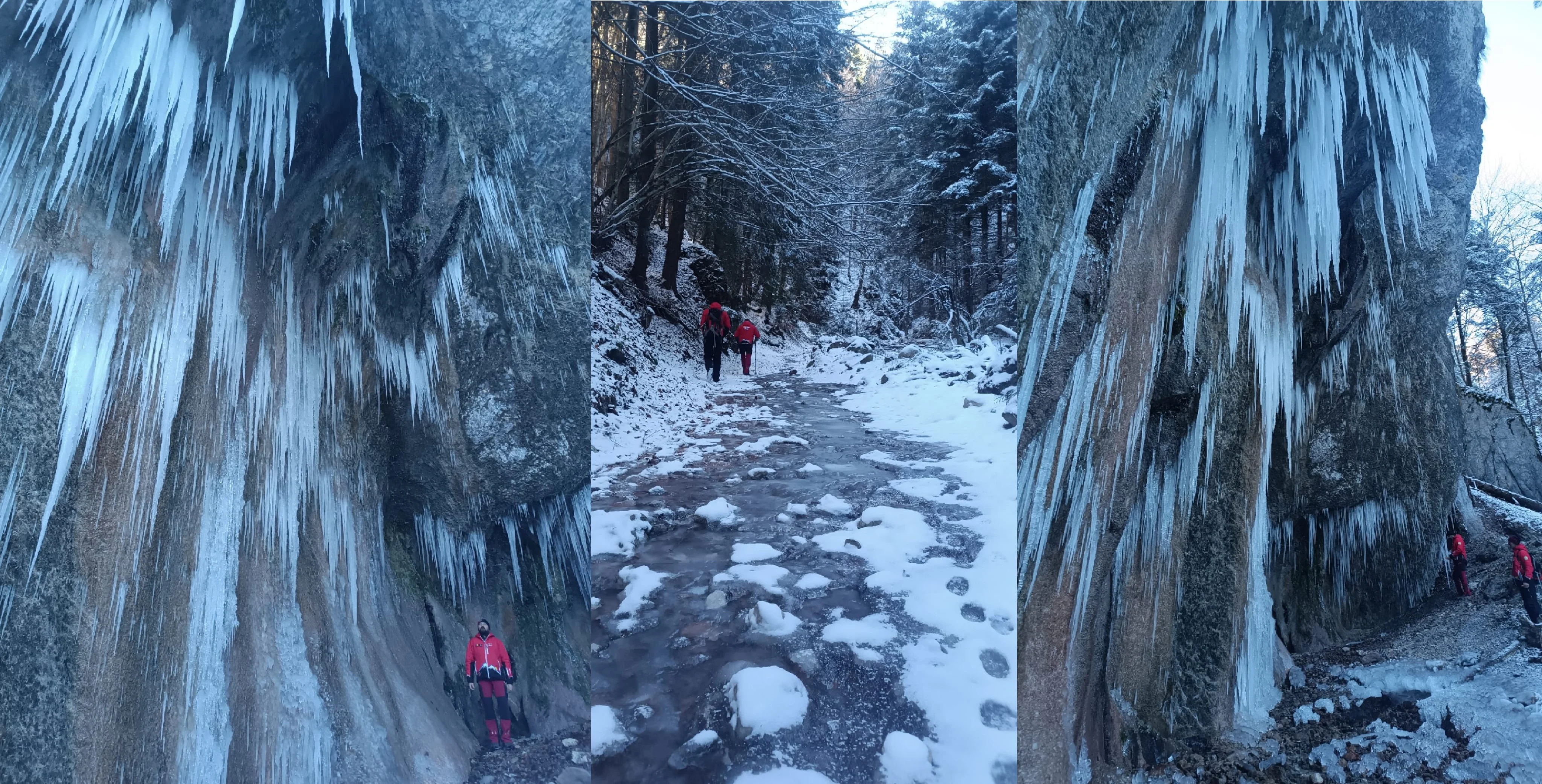 Cascada 7 Scări a înghețat. Avertismentul salvamontiștilor pentru cei care vor să admire peisajul de basm