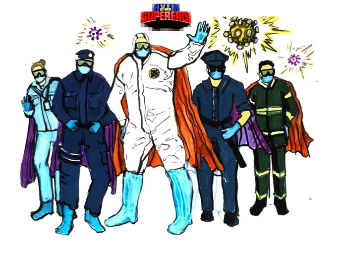 Acesta este un prim desen cu supereroii din prima linie realizat de o fetiță