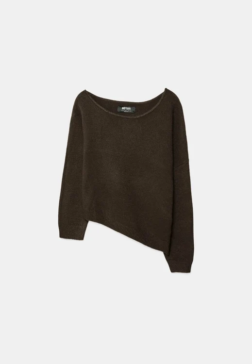 Pulover asimetric din tricot, STRADIVARIUS