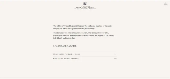 Noul site al lui Meghan și al lui Harry sussex.com