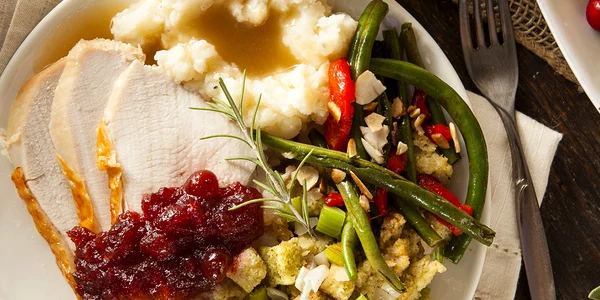 roasted holiday dinner with cauliflower mash green bean almondine jpg