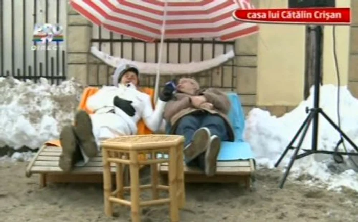 Măruţă a amenajat o plajă în faţa casei lui Cătălin Crişan (Foto: captură video ProTV)