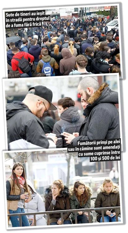 Revolta iubitorilor tutunului a scos  în stradă sute de studenţi din  complexul bucureştean Regie