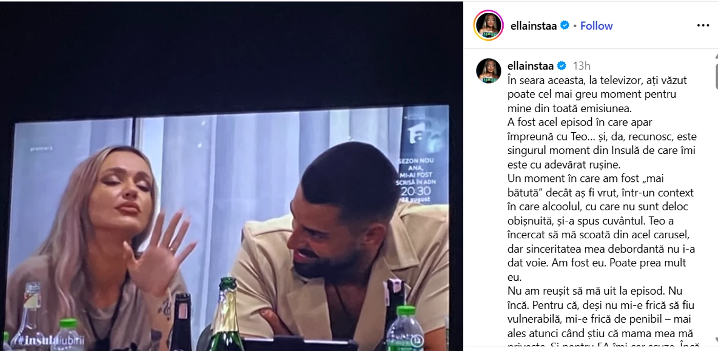 Postarea Ellei / Foto: Instagram