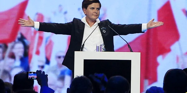 beata szydlo in timpul unui miting electoral FOTO AP