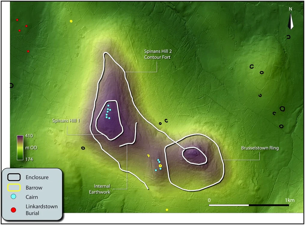 Brusselstown Ring și Spinans Hill (© Cambridge University Press / Antiquity Publications Ltd)