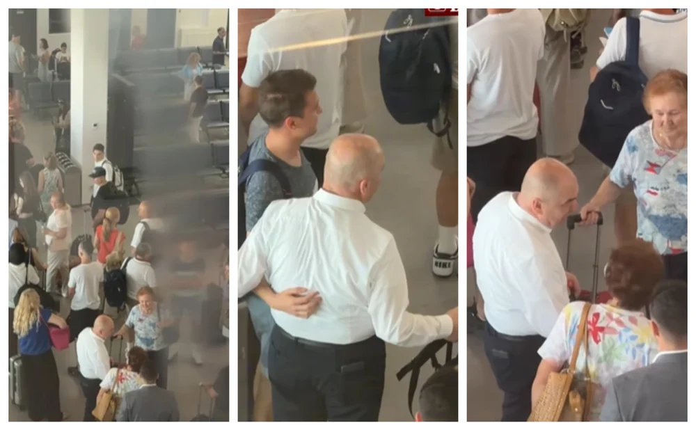 Ilie Bolojan s-a fotografiat cu pasagerii la coada de îmbarcare de pe Aeroportul din Oradea