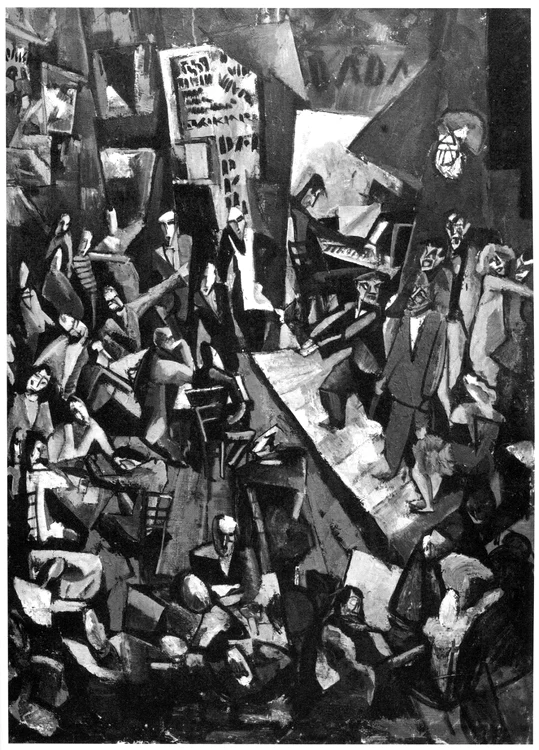 „Cabaret Voltaire“ (1916),  ulei pe pânza de Marcel Janco (lucrare actualmente disparuta)