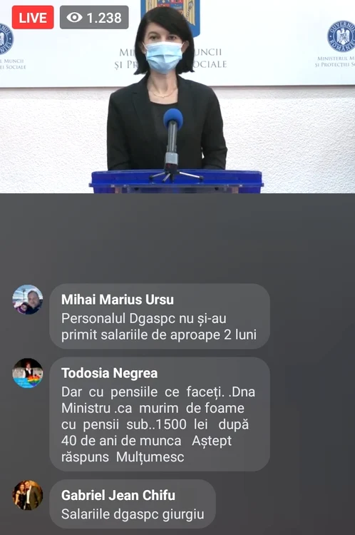 Oamenii au întrebat când primesc salariile, dar ministrul Muncii, Violeta Alexandru, nu le-a răspuns