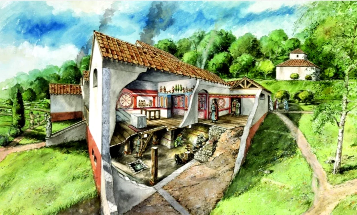 Reconstituire grafică a unei locuințe din castrul roman de la Războieni Cetate FOTO Historia